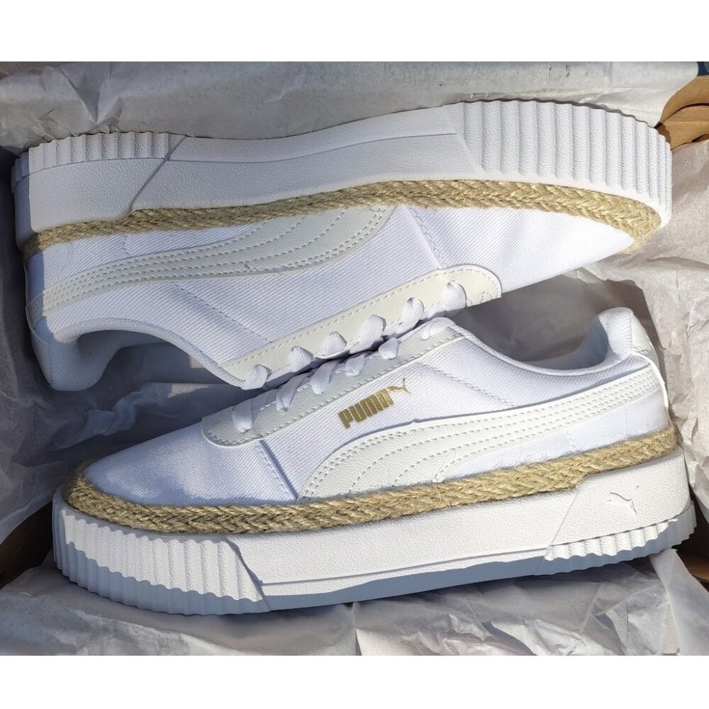 Puma Carina Espadrille Canvas Jute Platform Spring Summer Tennis Trainer 388389 - Picture 10 of 16
